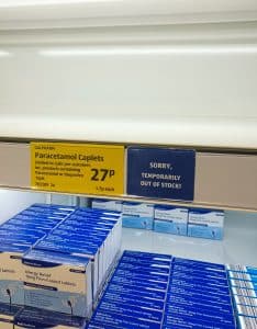 paracetamol out of stock on shelf